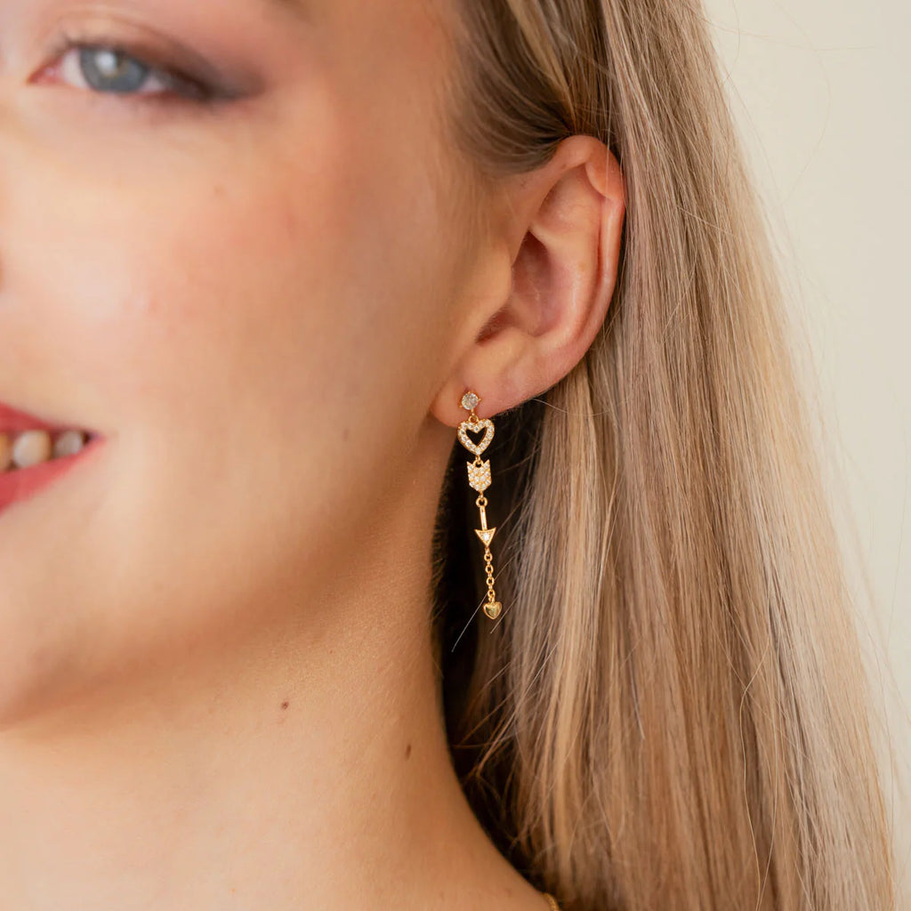 Orecchini pendenti Anartxy donna Shine Amoura Cuore e freccia
