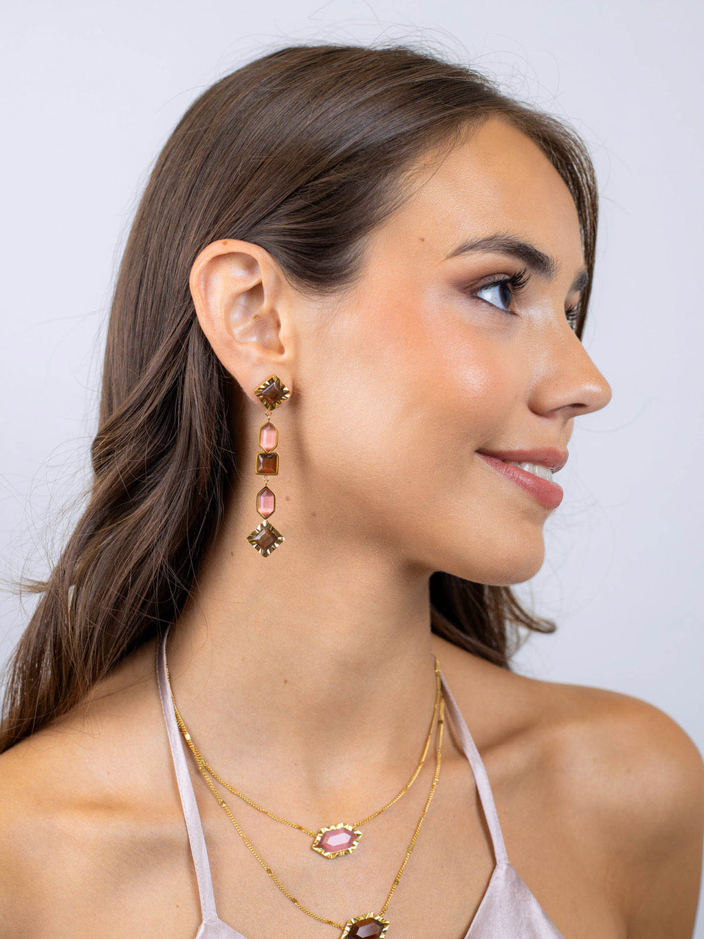Orecchini Anartxy donna Gleam Geometrici pendenti brown