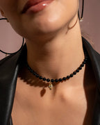 Collana Rue des Mille Charm bar Base agata nera e zirconi milky