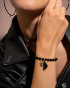 Bracciale Rue des Mille Charm bar Base agata nera e zirconi milky