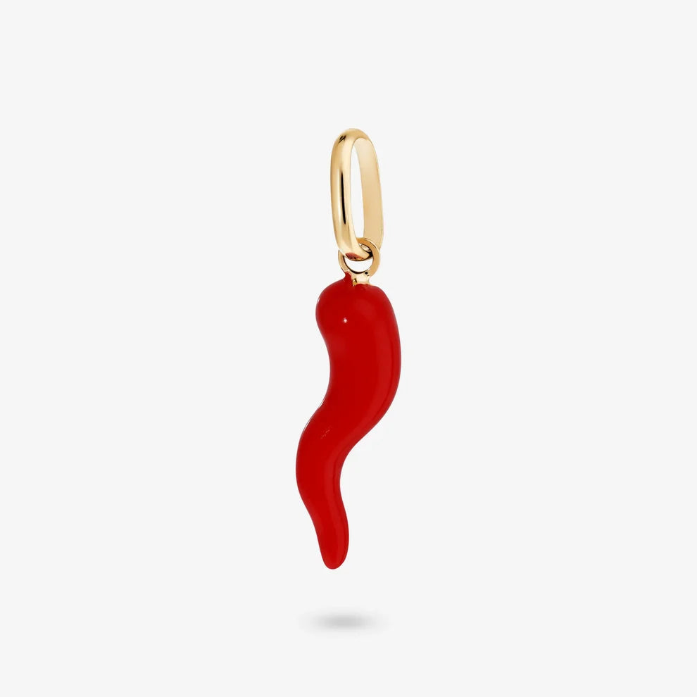 Ciondolo Milor Corno Rosso Smaltato Oro 375
