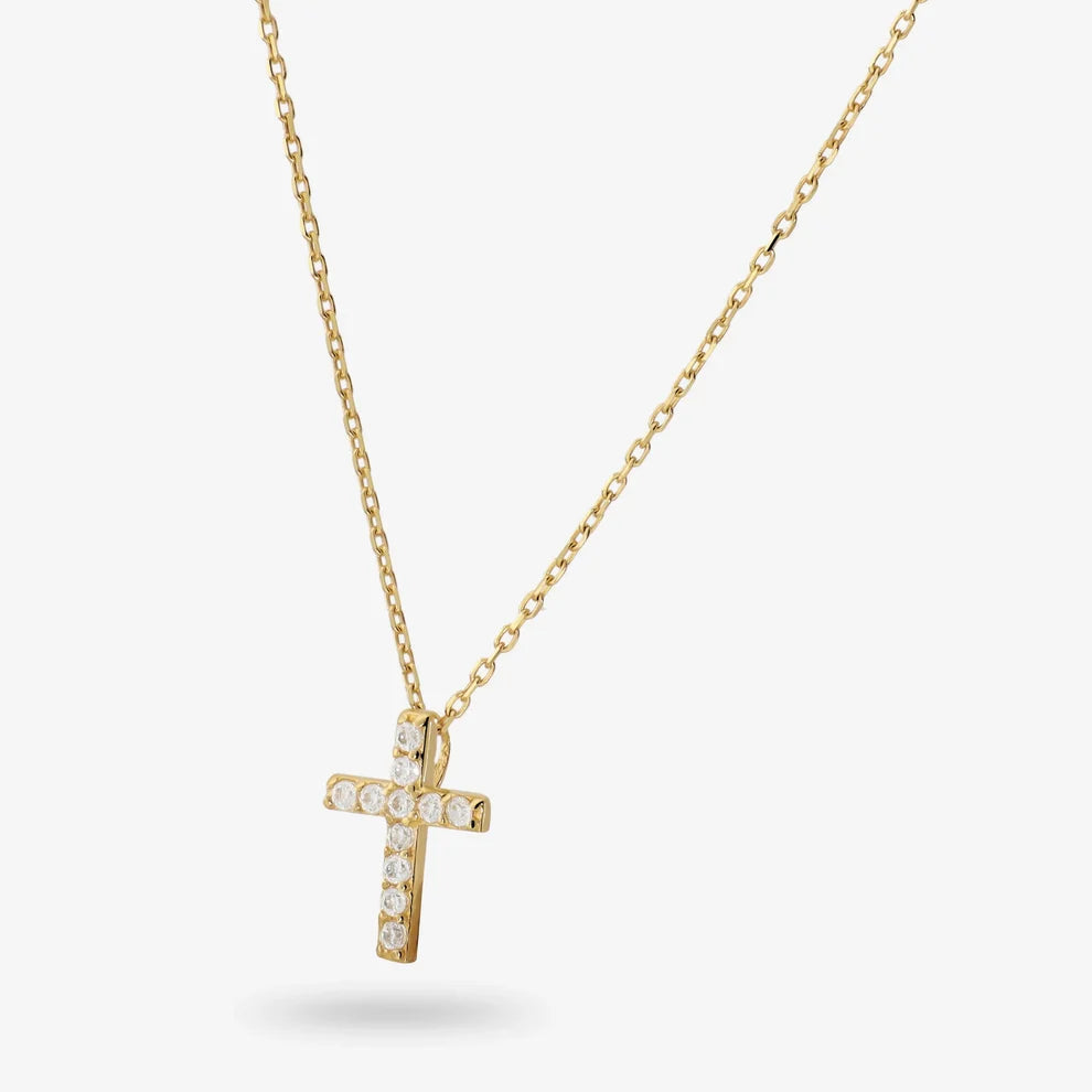 Collana Milor donna Girocollo Croce Oro 375 con Cubic Zirconia Bianche