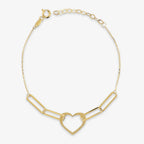 Bracciale Milor donna Maglie rettangolari con cuore Oro 375