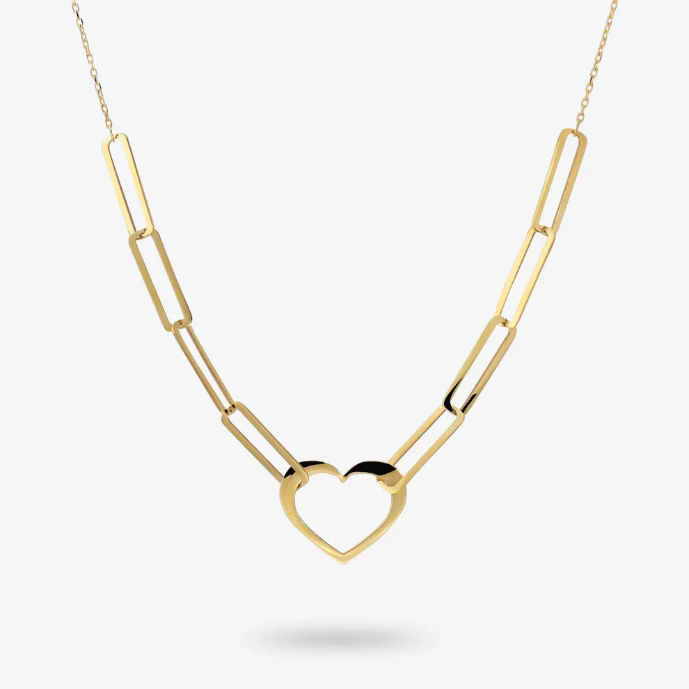 Collana Milor donna Girocollo Cuore Oro 375 con Maglie Rettangolari