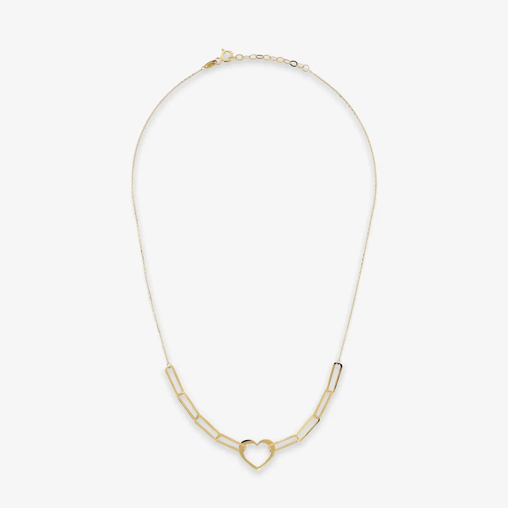 Collana Milor donna Girocollo Cuore Oro 375 con Maglie Rettangolari