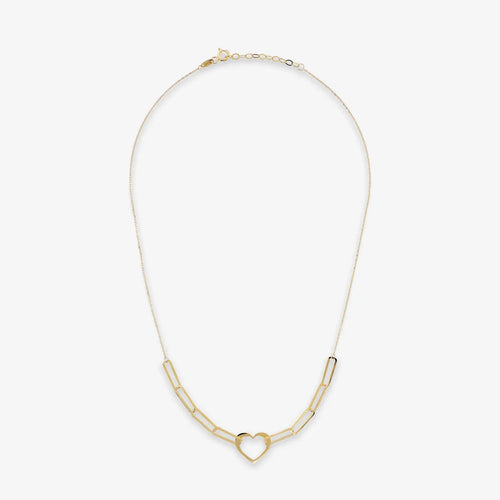 Collana Milor donna Girocollo Cuore Oro 375 con Maglie Rettangolari