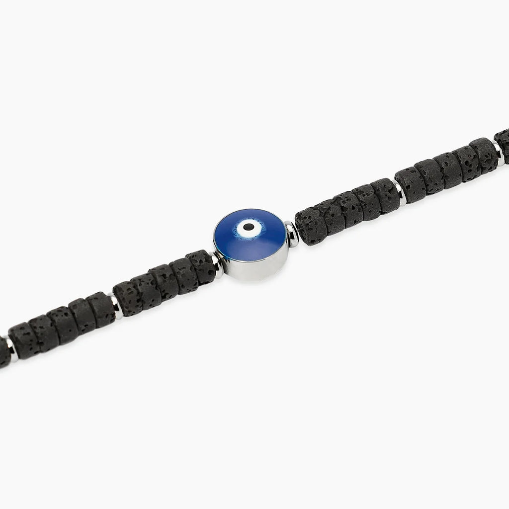 Bracciale Kidult uomo in pietra lavica con simbolo occhio centrale