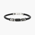 Bracciale Kidult uomo in lab leather nera e cilindri borchiati