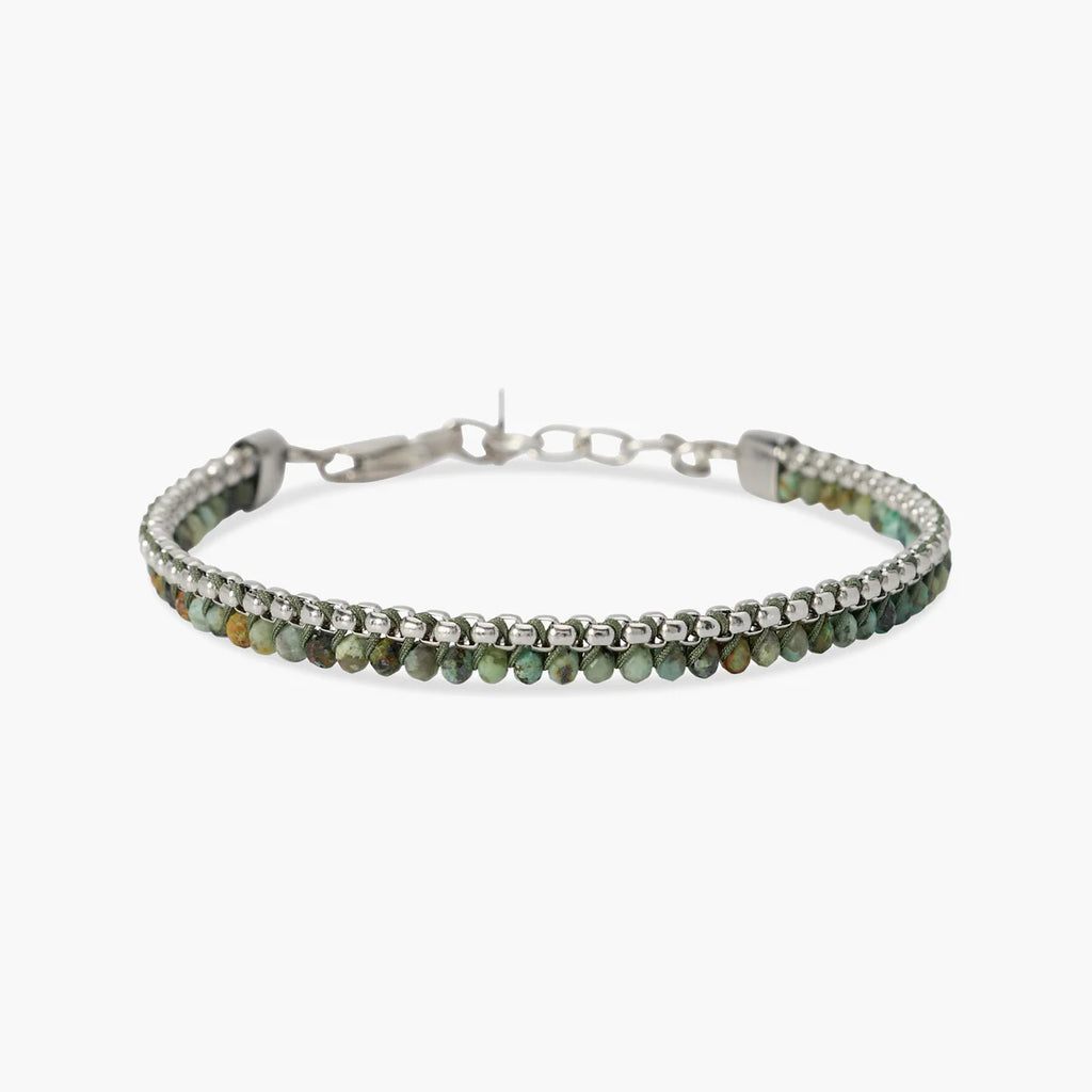 Bracciale Kidult uomo in acciaio con nylon e turchese africano