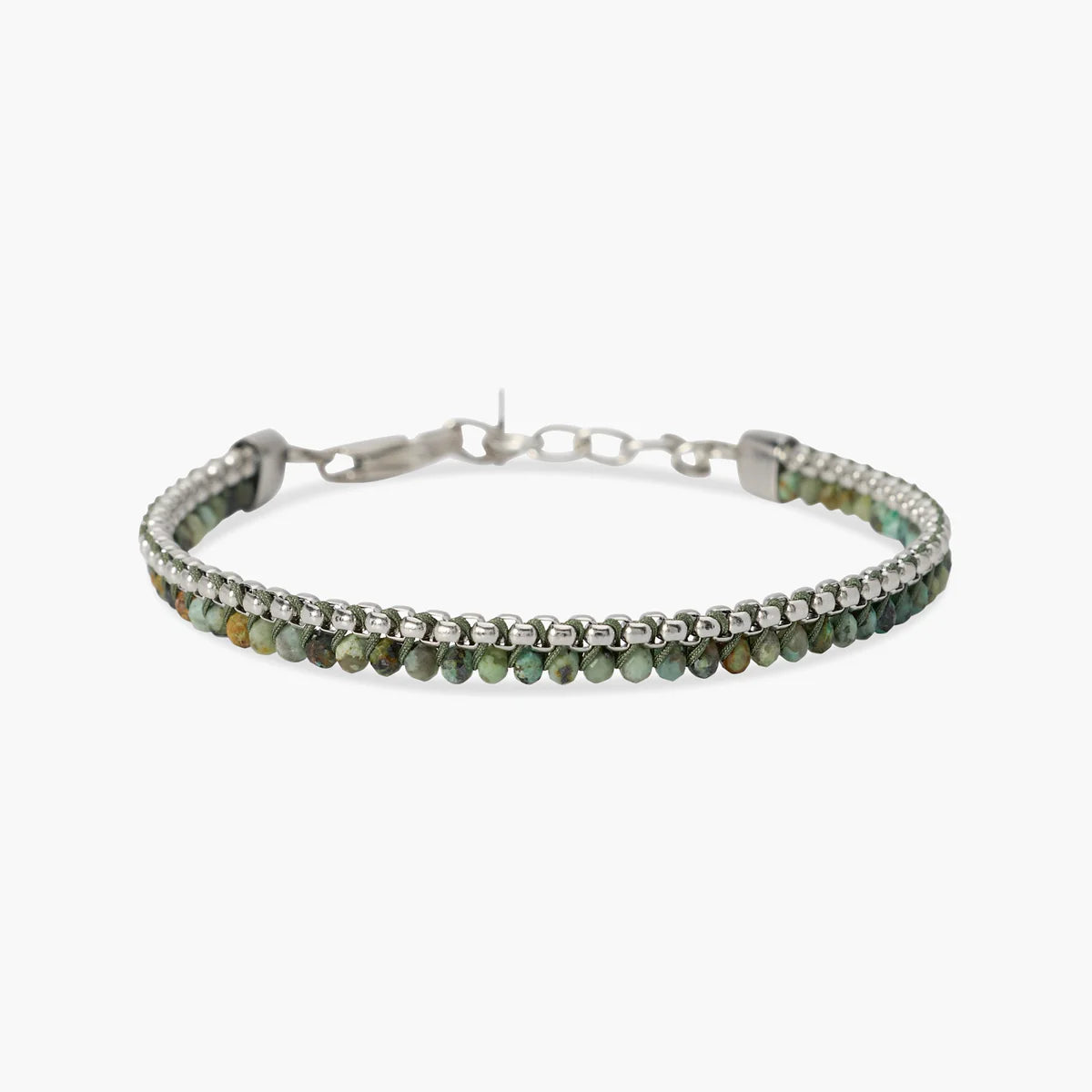 Bracciale Kidult uomo in acciaio con nylon e turchese africano