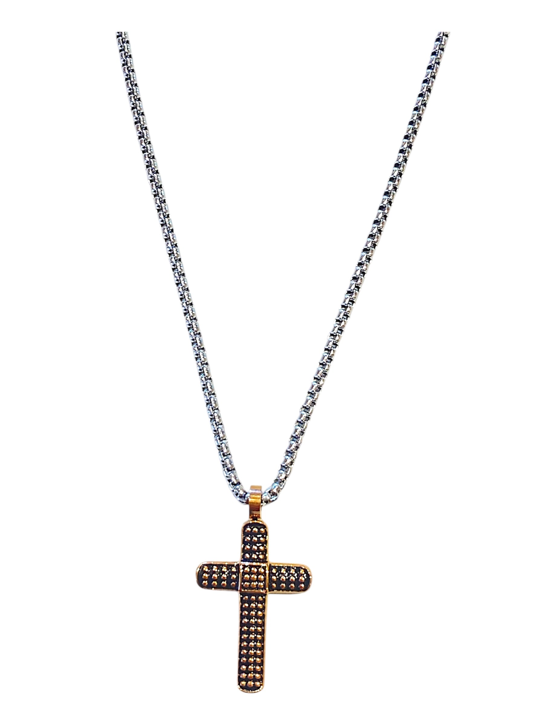 Collana uomo Héctor Croce con borchiette piatte