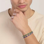 Bracciale Kidult Style uomo con elementi bambù in acciaio e malachite sintetica