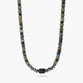 Collana Kidult uomo in acciaio regolabile con ematite e turchese verde