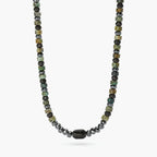 Collana Kidult uomo in acciaio regolabile con ematite e turchese verde