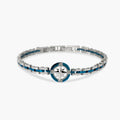 Bracciale Kidult uomo   con maglia in acciaio e blu e rosa dei venti centrale