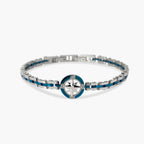 Bracciale Kidult uomo   con maglia in acciaio e blu e rosa dei venti centrale