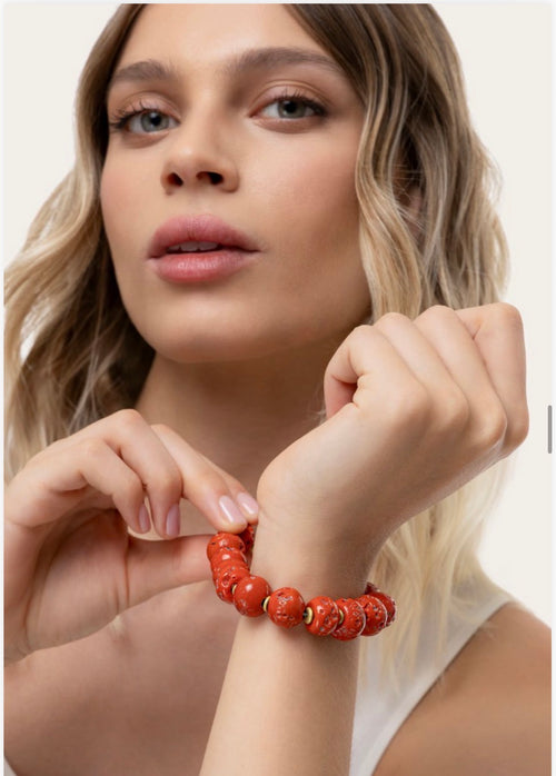 Bracciale Vestopazzo Coral Elastico Sfere corallo