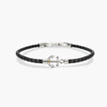 Bracciale Kidult uomo  in lab leather nera con ancora centrale