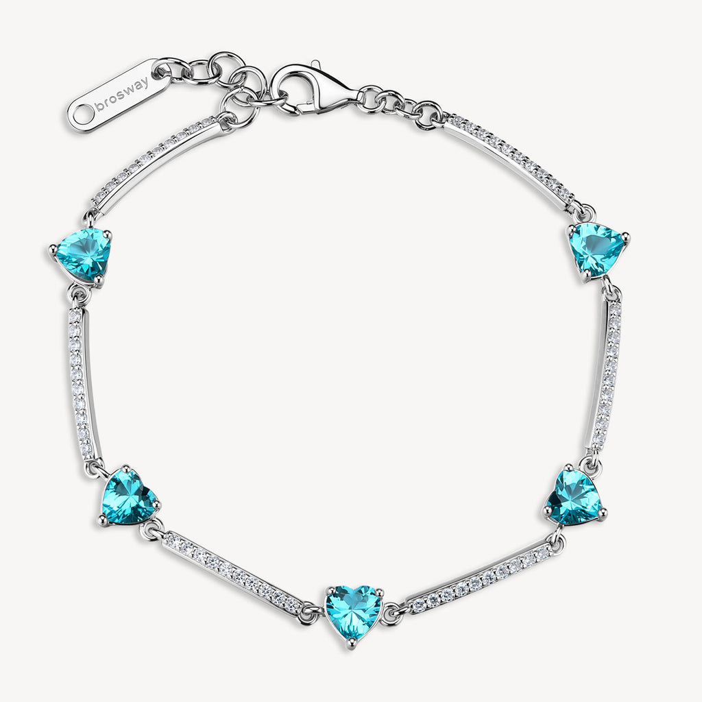 Bracciale argento Fancy Aqua green con cuoricini