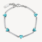 Bracciale argento Fancy Aqua green con cuoricini