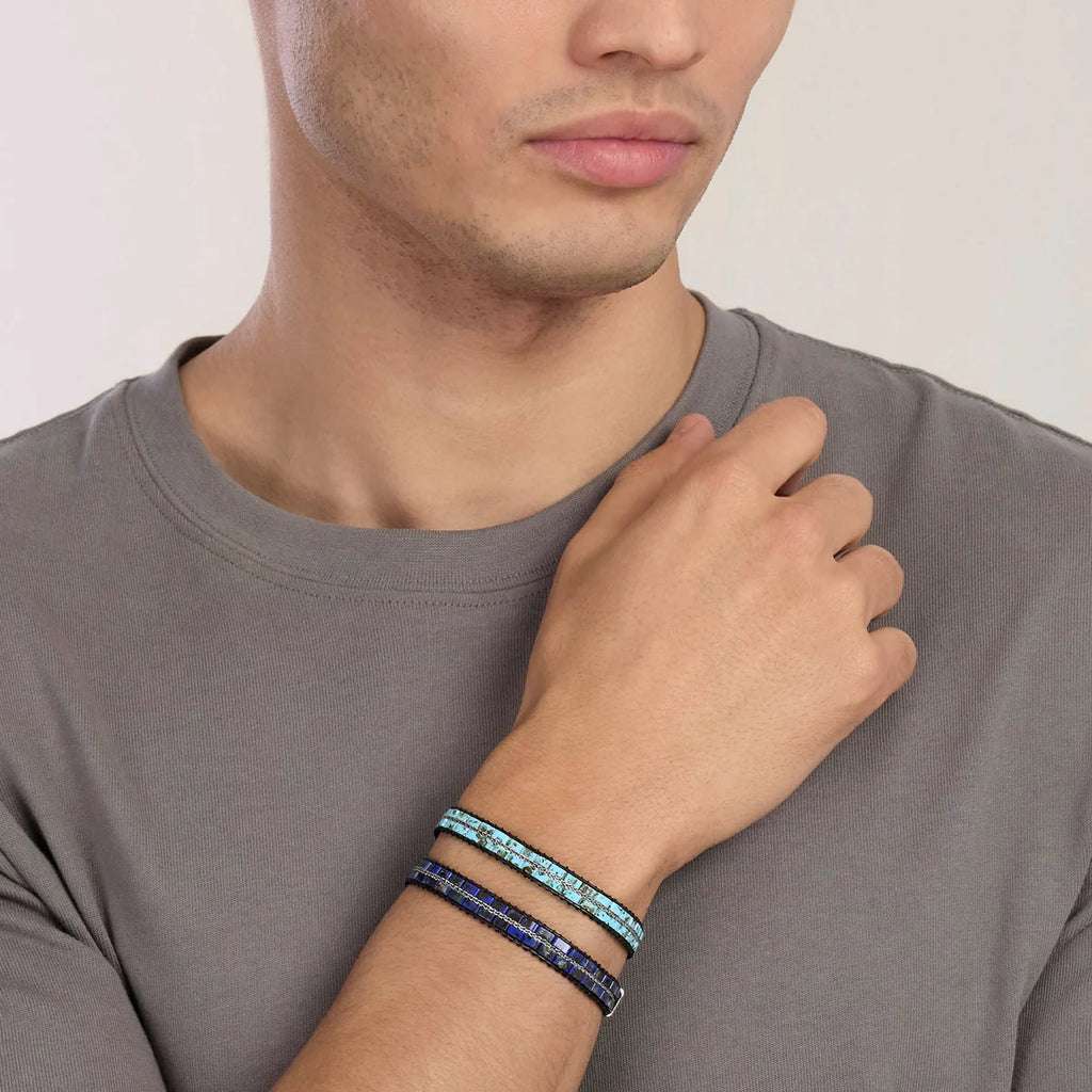 Bracciale Kidult uomo in lapis sintetico con cordino