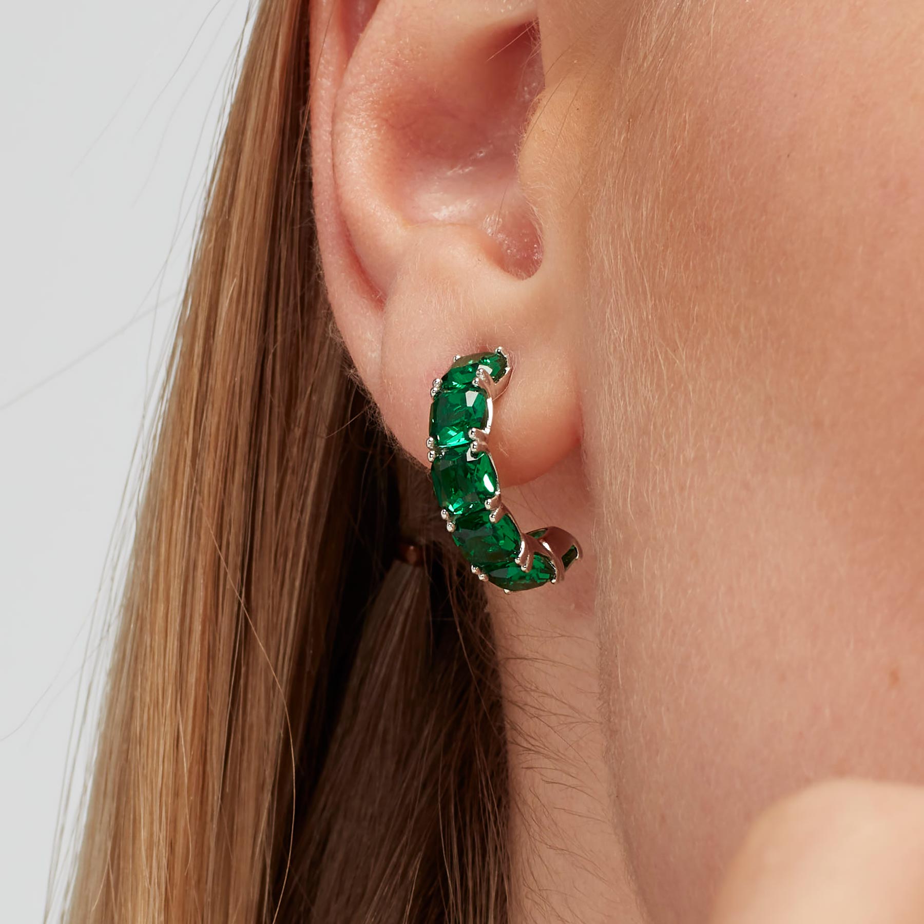 Orecchino argento Fancy life green