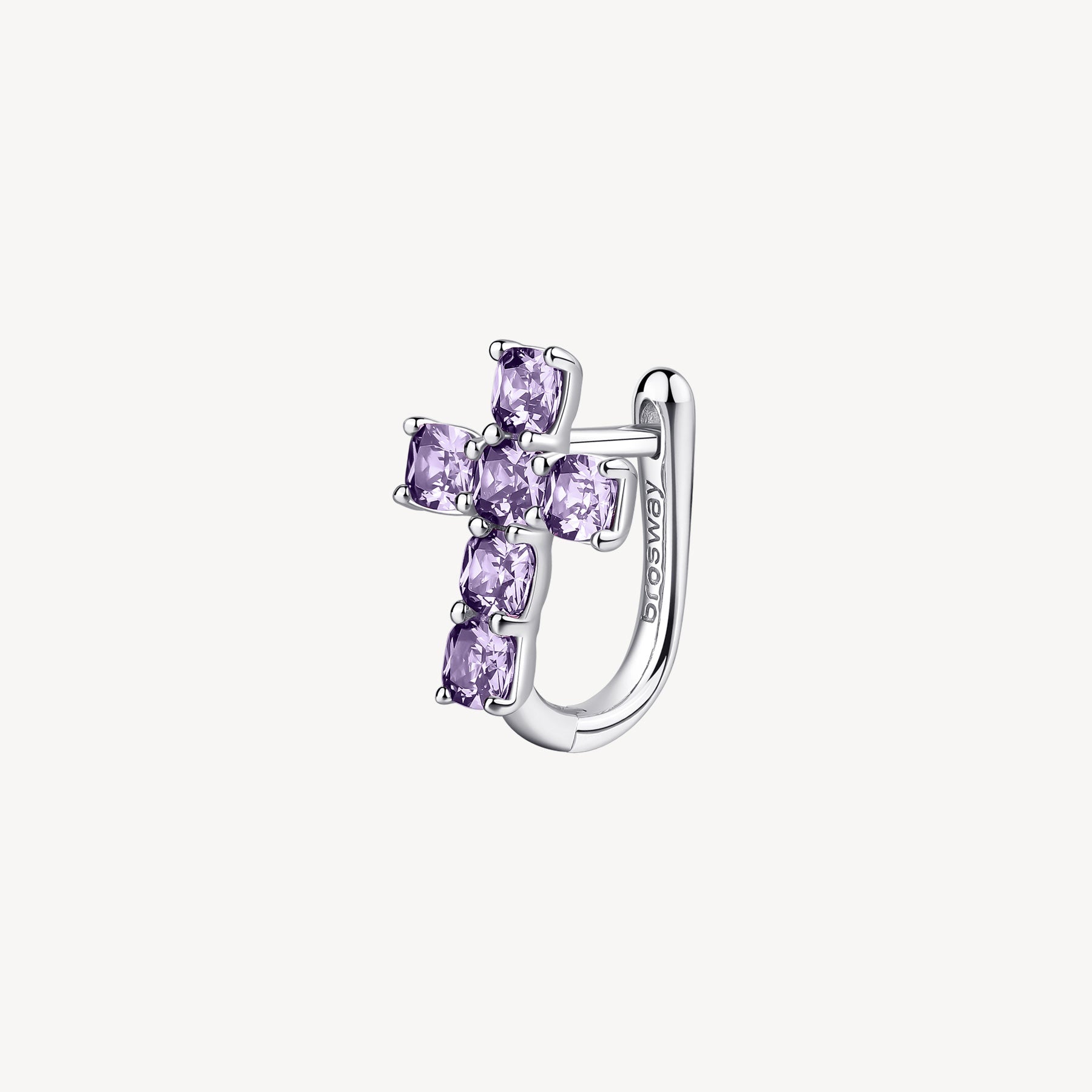 Orecchino argento Brosway Fancy Magic purple Croce
