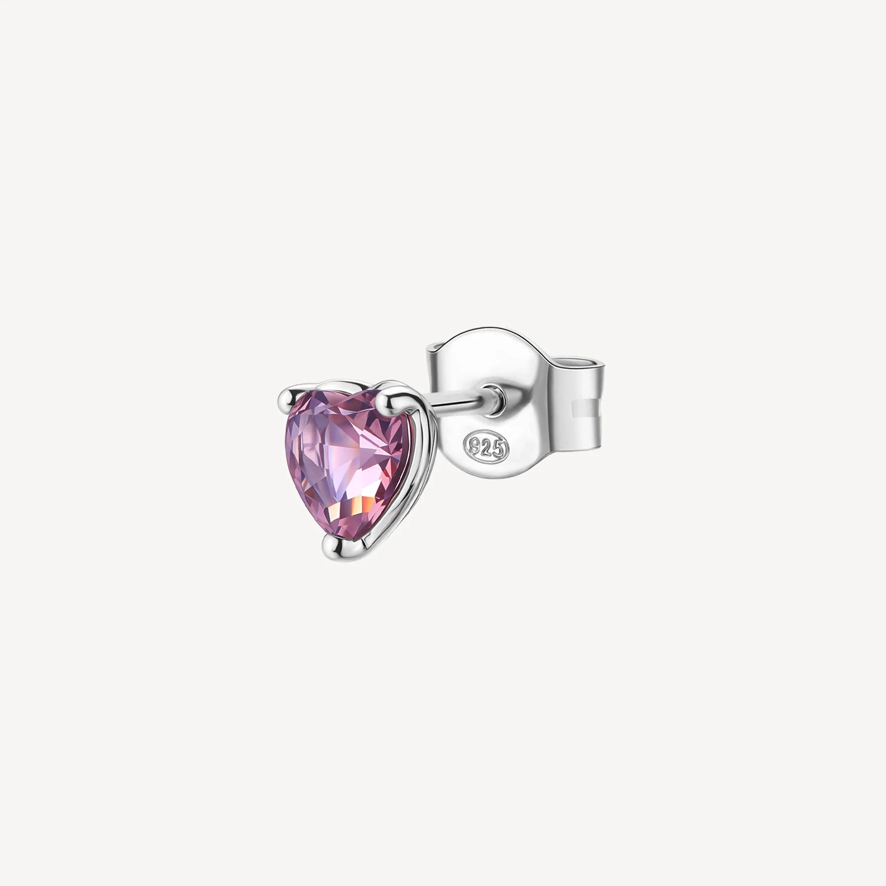 Orecchino argento Fancy Tender Pink Punto luce cuore