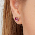 Orecchino argento Fancy vibrant pink