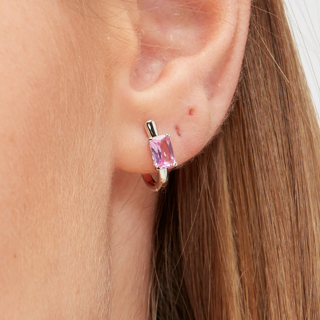 Orecchino argento Fancy vibrant pink