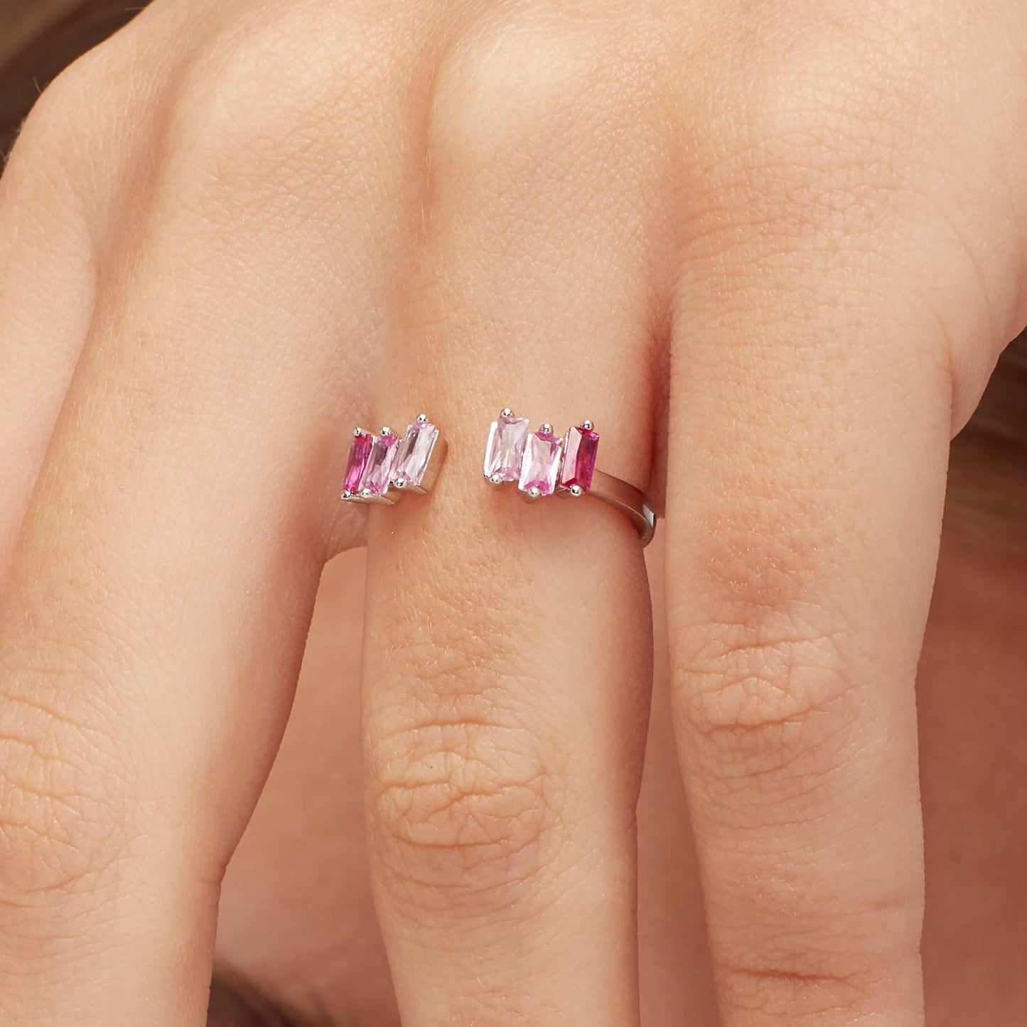 Anello argento Fancy vibrant pink