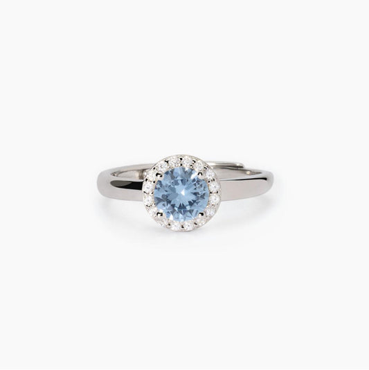 Anello donna Mabina in argento con acqua marina sintetica