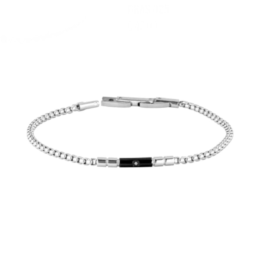 Bracciale uomo Héctor piastrina nera e zircone