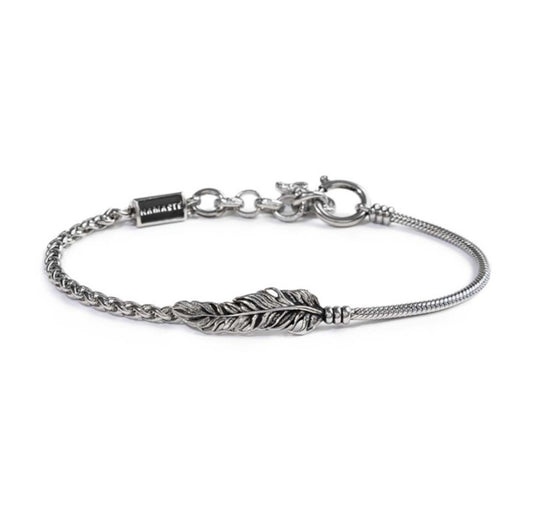 Bracciale Marlù con piuma con catena snake e sonaglio