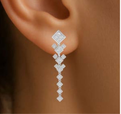 Orecchini Piti Malì donna Pendenti con zirconi a forma di rombo