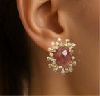 Orecchini Piti Malì donna Quarzo rosa e zirconi