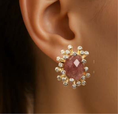 Orecchini Piti Malì donna Quarzo rosa e zirconi