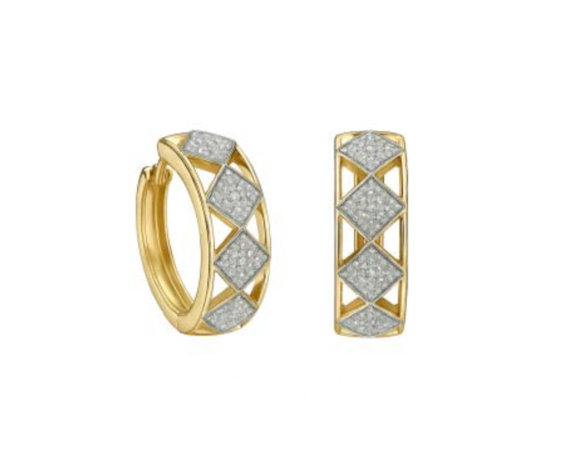 Orecchini Piti Malì donna Cerchietto gold con rombi zirconati