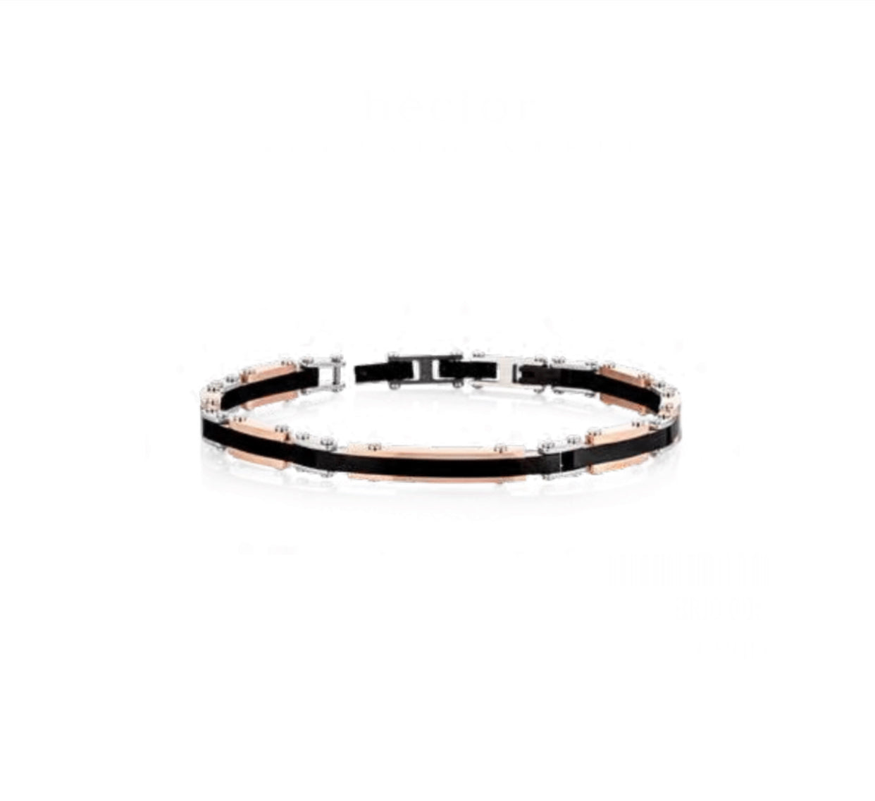 Bracciale uomo Héctor Nero con dettagli rosè