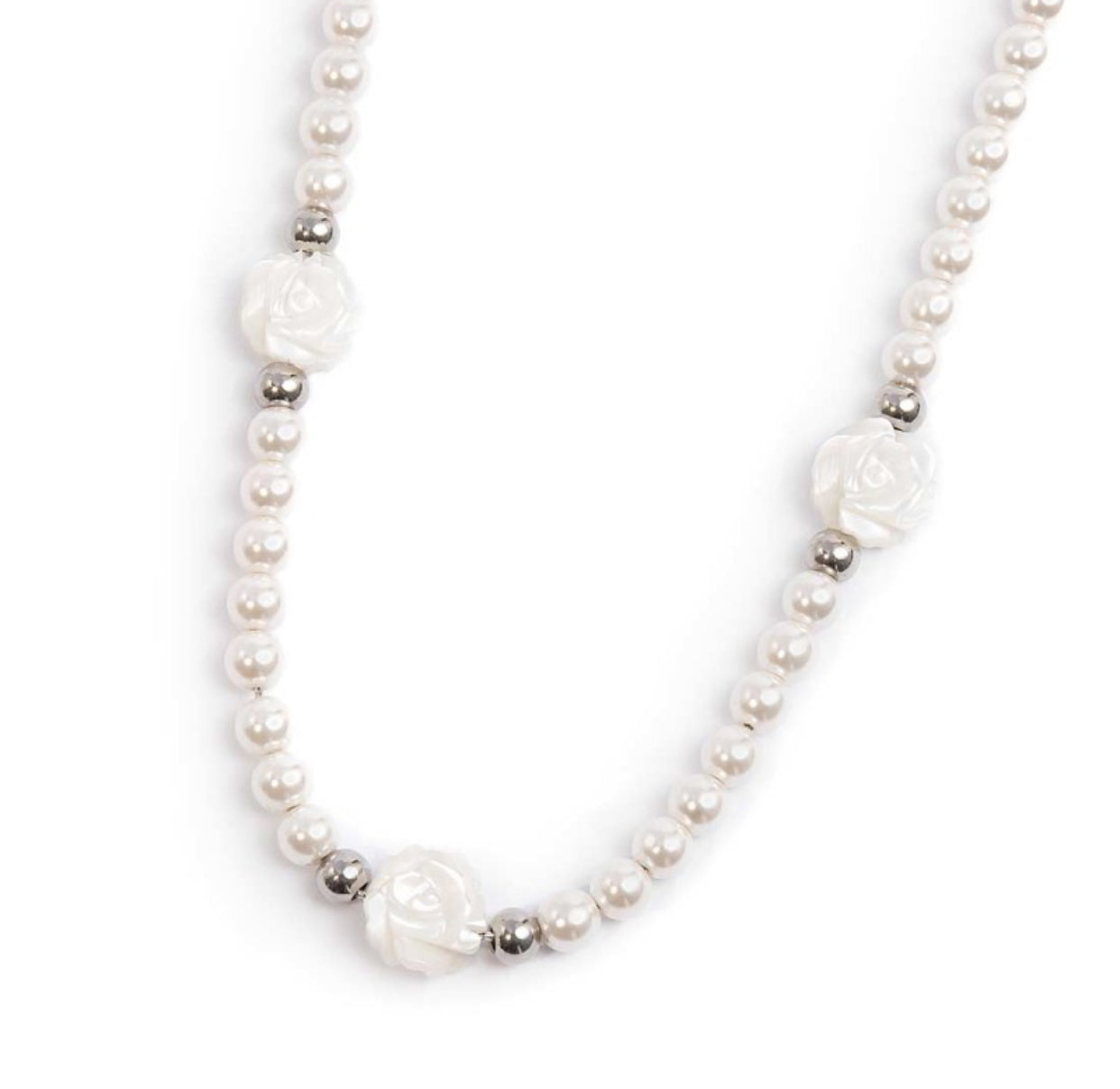 COLLANA MARLU' DONNA PERLE E ROSA IN MADREPERLA