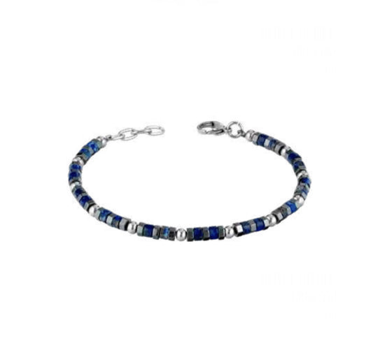 Bracciale uomo Héctor Acciaio e rondelle blu