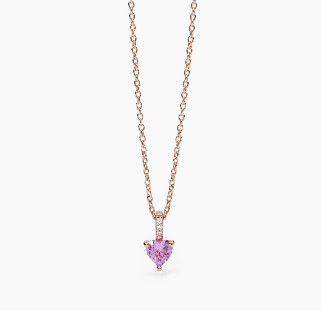 Collana donna Mabina cuore tormalina rosa