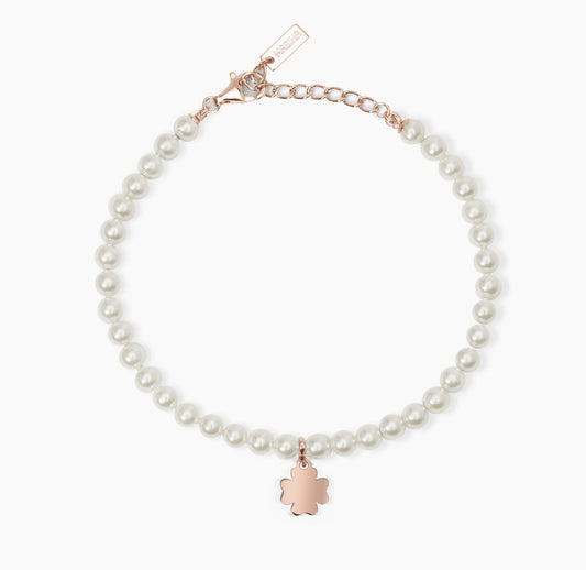 Bracciale donna Mabina con perle conchiglia e quadrifoglio