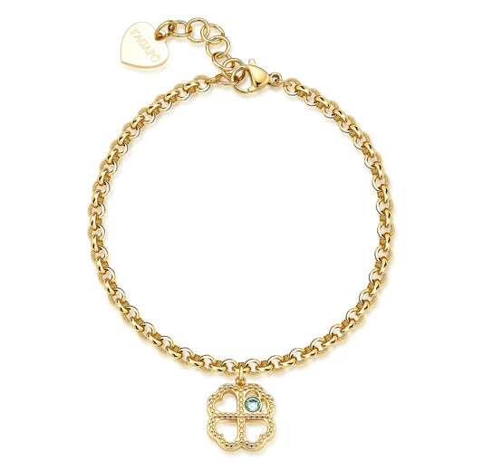 Bracciale S'Agapò donna LUCKY LIGHT Quadrifoglio oro