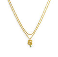 Collana Marlù doppia catena gold snake quadrata con serpente pendente