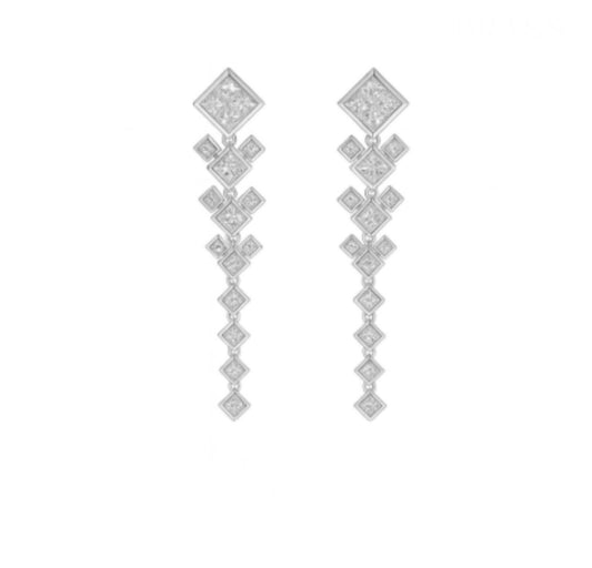 Orecchini Piti Malì donna Pendenti con zirconi a forma di rombo