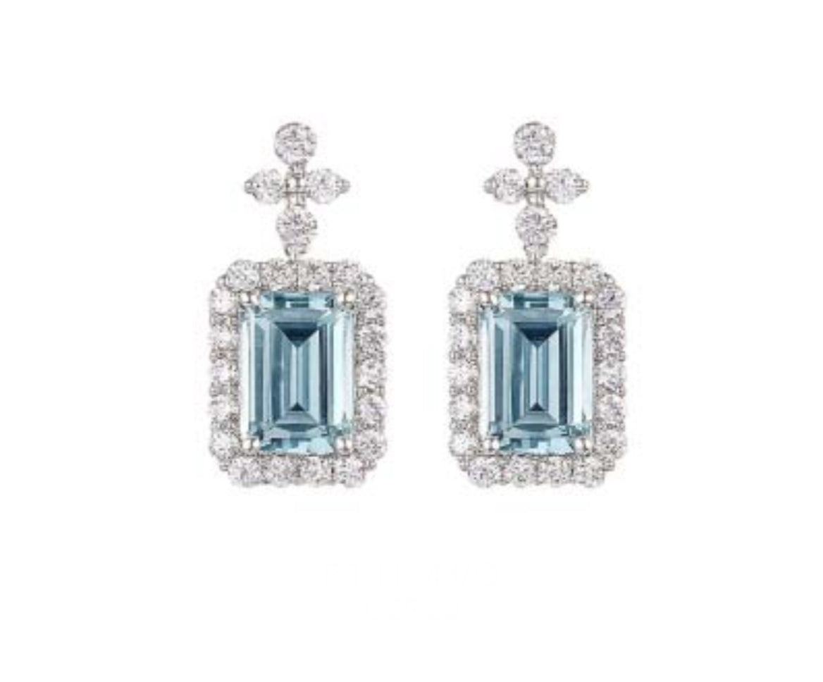 Orecchini Piti Malì donna Fiore e baguette acquamarina