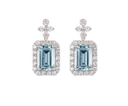 Orecchini Piti Malì donna Fiore e baguette acquamarina