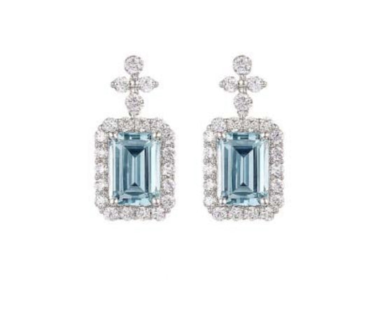 Orecchini Piti Malì donna Fiore e baguette acquamarina