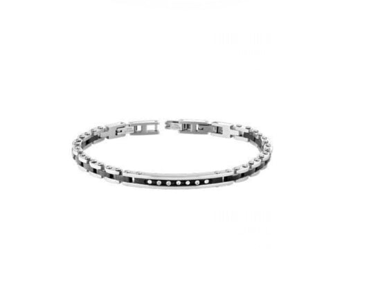 Bracciale uomo Héctor Catena Acciaio e nero con zirconi